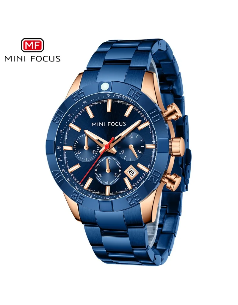 MINI FOCUS MF0416G  - ساعة فاخرة للرجال بسوار من الفولاذ المقاوم للصدأ montre homme