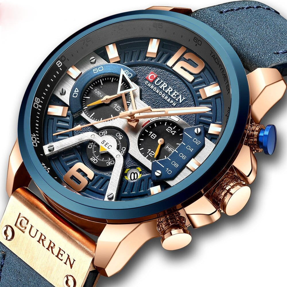 Curren 8291  montre hommes  en cuir  chronographe