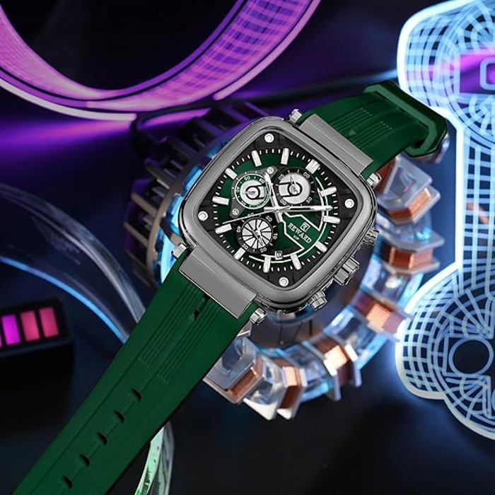 REWARD montre homme carrée bracelet silicone calendrier chronographe mode sport montre quartz homme