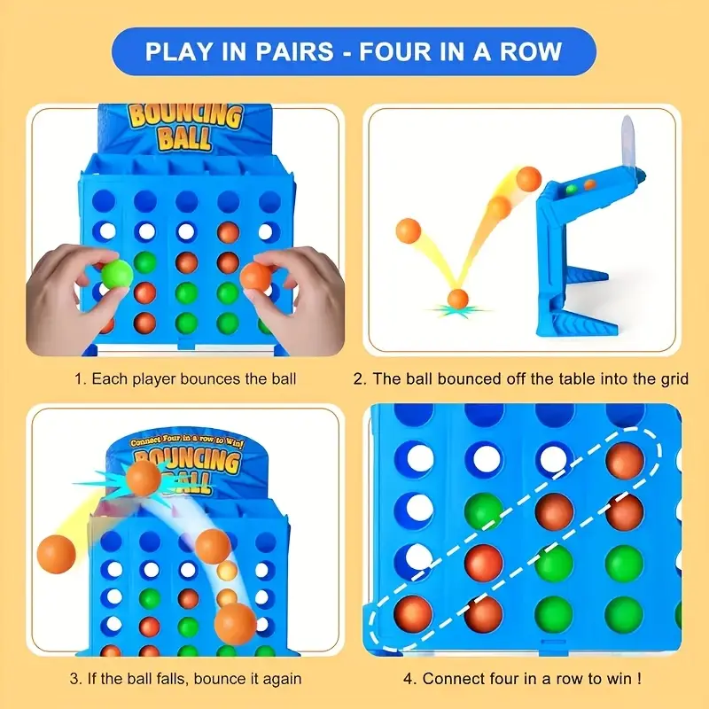 Jeu de Balles Rebondissantes pour 2 Joueurs - Amusement Interactif en Famille et à la Fête, Jouet de Table Détente avec des Balles Colorées, Planche Bleue & Mécanisme de Lancement, Parfait po