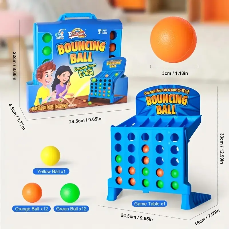 Jeu de Balles Rebondissantes pour 2 Joueurs - Amusement Interactif en Famille et à la Fête, Jouet de Table Détente avec des Balles Colorées, Planche Bleue & Mécanisme de Lancement, Parfait po