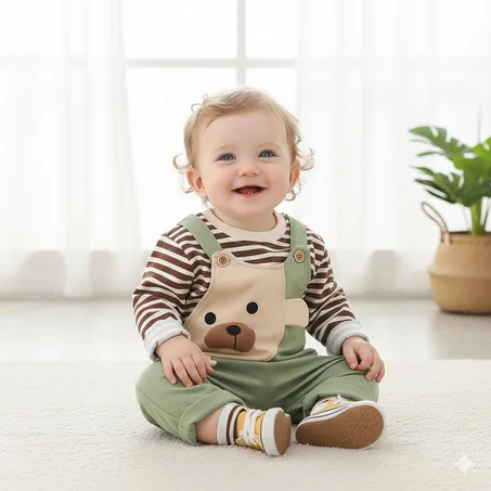 Salopette Mixte Ourson Doux verte