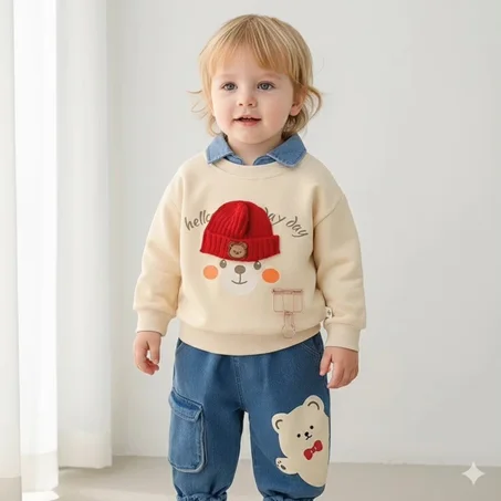 Ensemble garçon bonnet rouge