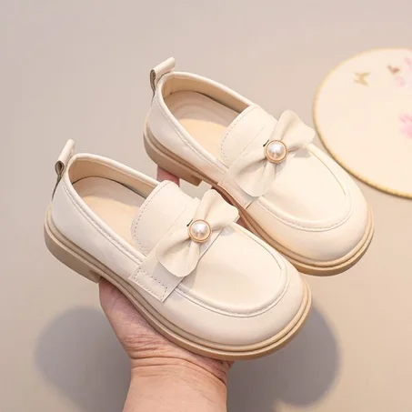 Mocassin à nœud et perle Beige