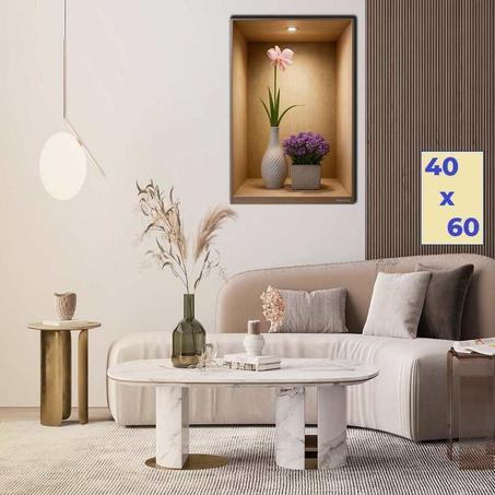 مزهريات عصرية تحت إضاءة خافتة