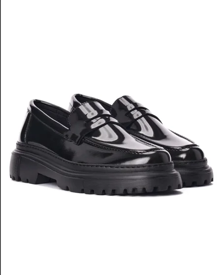Full Black Loafer With High Sole