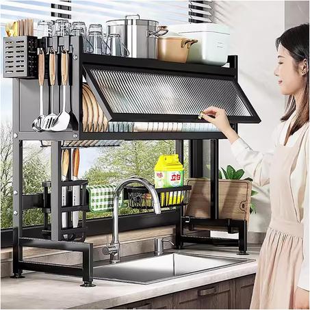 منظم أطباق فوق الحوض مع خزانة مقاومة للغبار