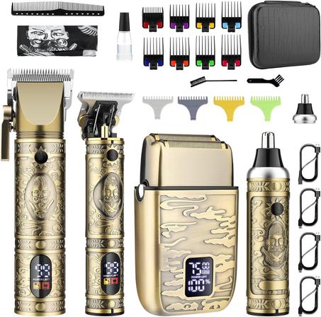 GSKY Cortadora de pelo para hombres profesionales, kits y juegos de recortadora de barba, recortadora de pelo inalámbrica para hombre, afeitadoras eléctricas, máquina de corte de pelo con pan