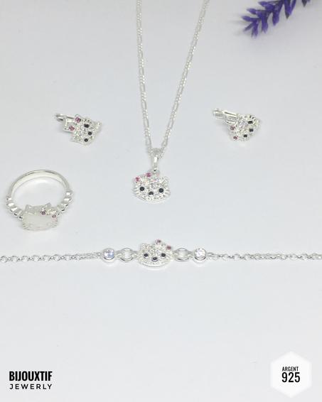 طاقم هيلو كيتي كامل من الفضة الممتازة عيار 925