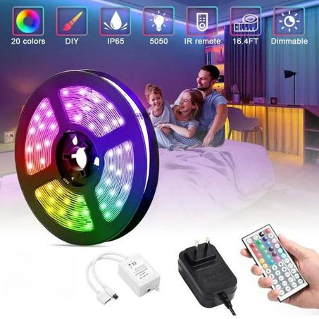 Bande lumineuse LED 5 m, RGB Bluetooth avec télécommande