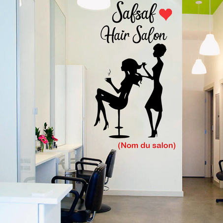 ملصقات الحائط صالون تجميل تصميم ديكور داخلي