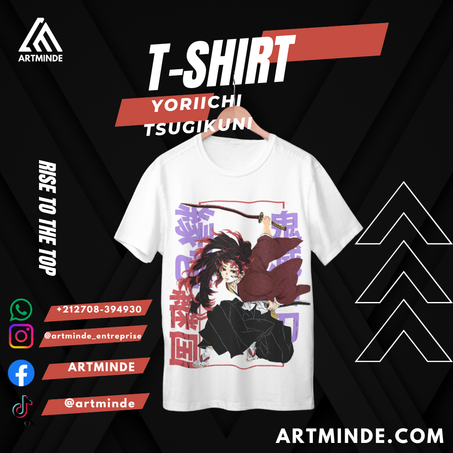 T-SHIRT ANIME SLAYER (YORIICHI TSUGIKUNI-WHITE).