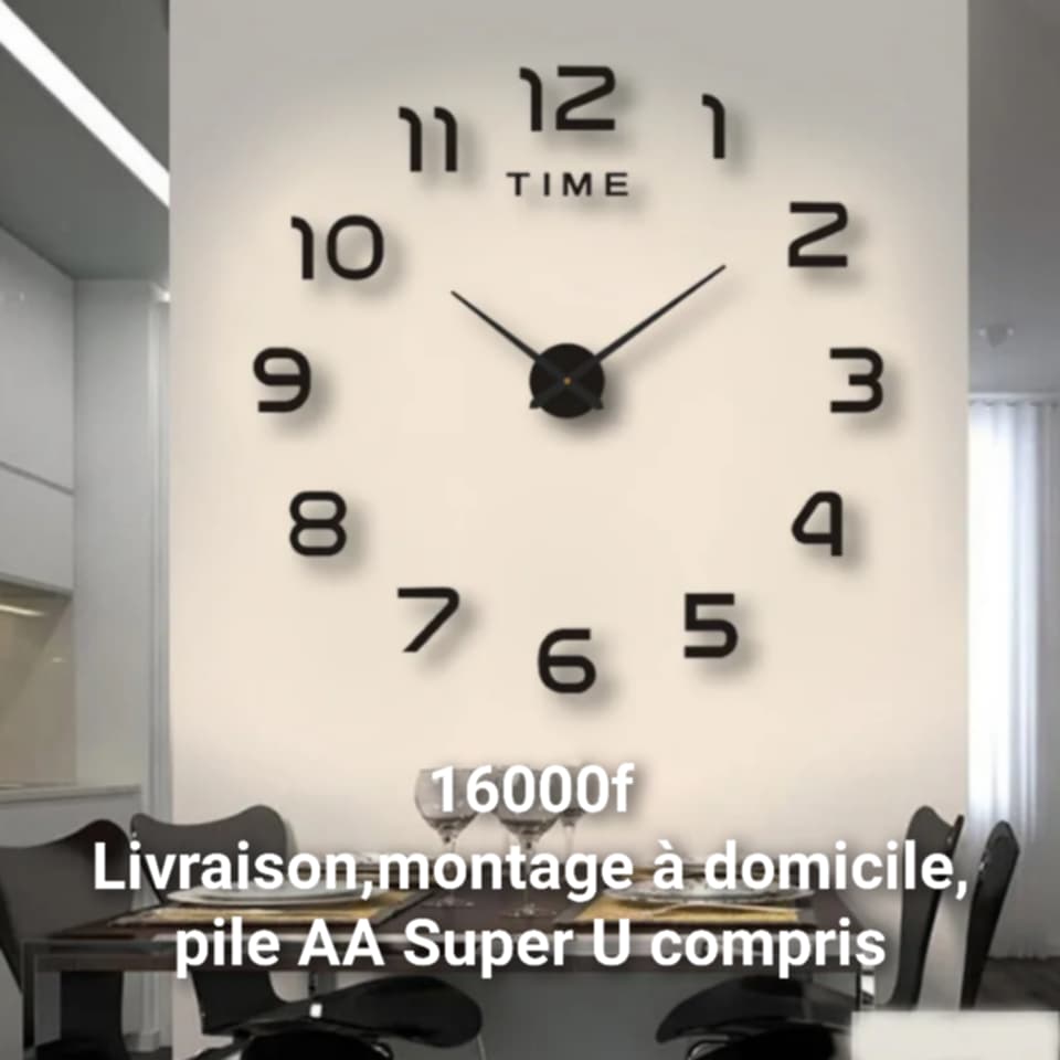 Montre Murale Décorative 3D en Acrylique – Grand Format