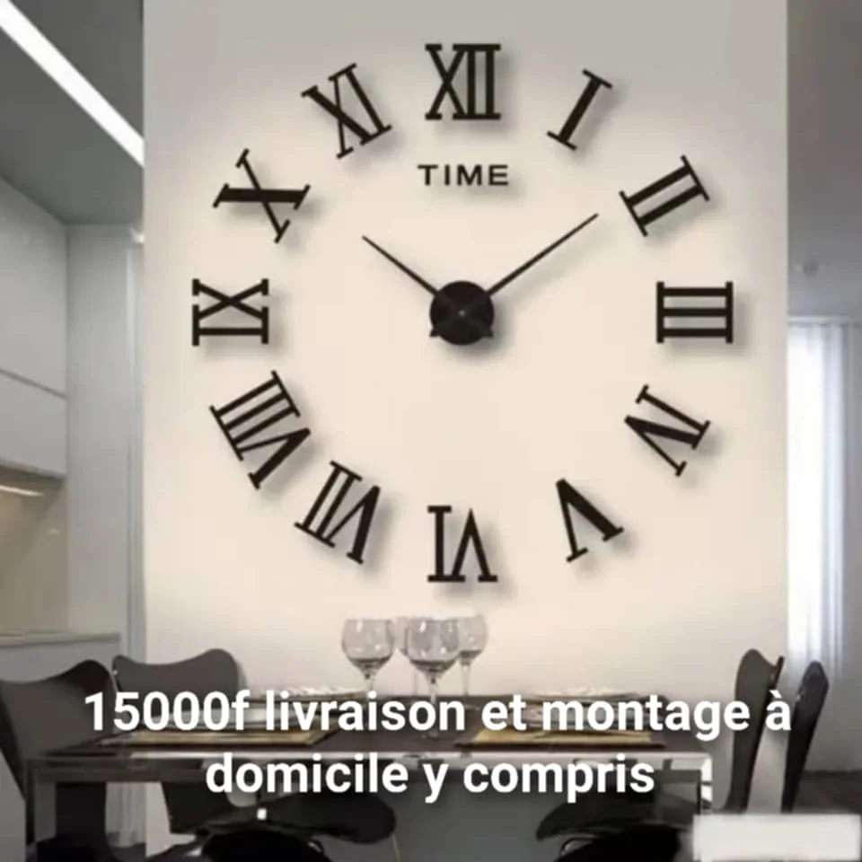 Montre Murale Décorative 3D en Acrylique – Grand Format