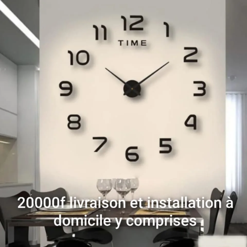 Montre Murale Décorative 3D en Acrylique – Grand Format