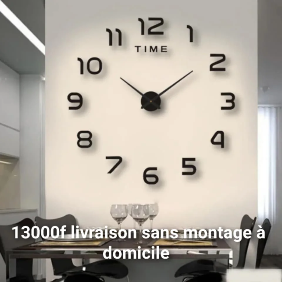 Montre Murale Décorative 3D en Acrylique – Grand Format