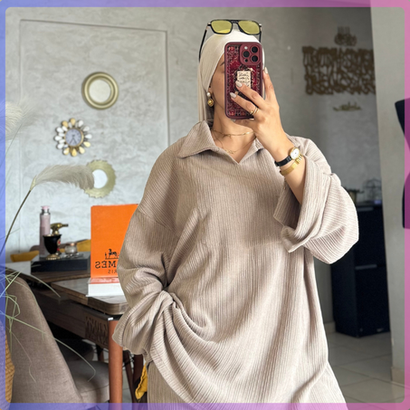 Ensemble Oversize jacquard avec col