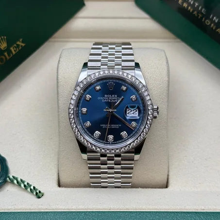 Rolex Datejust - Blue Dial - Diamond Bezel - Jubilee Bracele