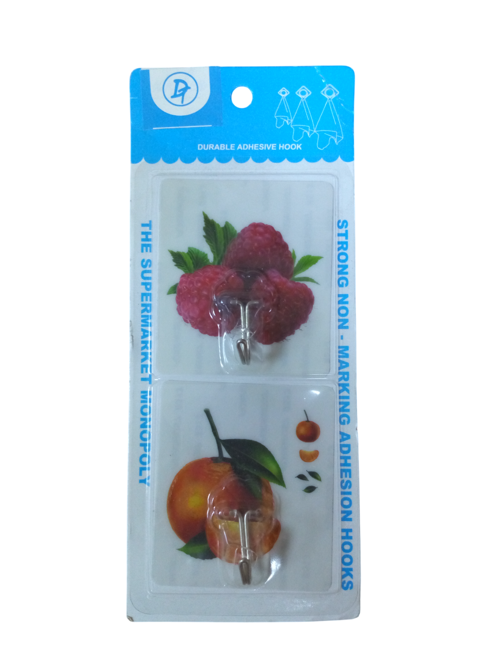 خطافات لاصقة مزينة بطبعات فواكه وأزهار