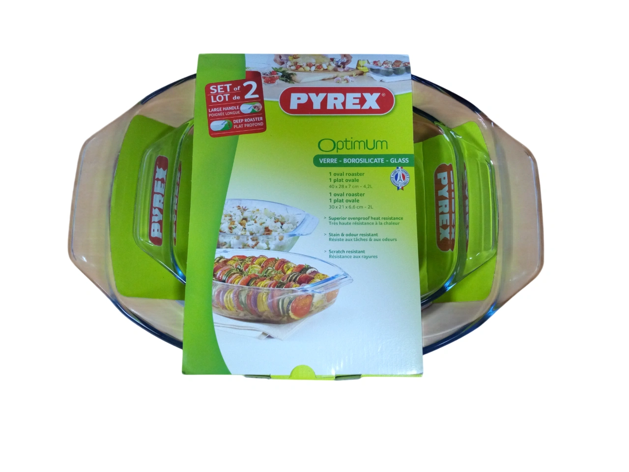 🍲 طقم أواني زجاجية حرارية من  Pyrex –  قطع 2(بيضاوي)
