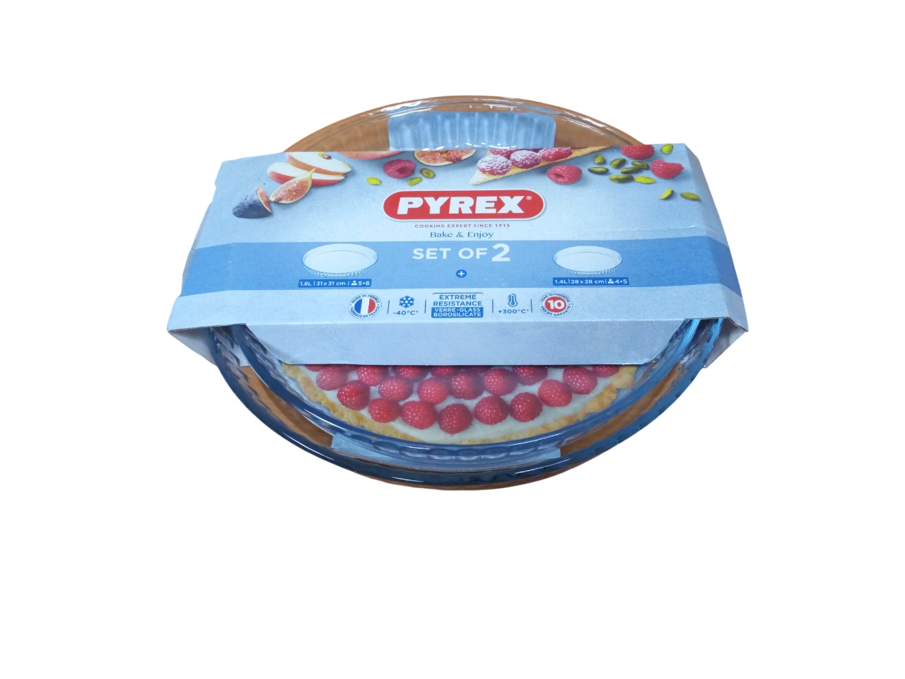طقم قوالب زجاجية دائرية للفرن Pyrex – 2 قطع