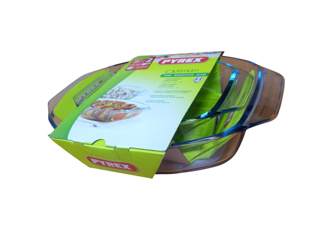 🍲 طقم أواني زجاجية حرارية من  Pyrex –  قطع 2(بيضاوي)