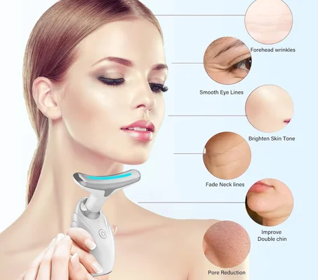 جهاز للعناية بالوجه والرقبة والكتف بالليزر، مدلك اهتزاز والتدفئة