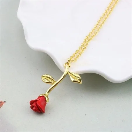 Collier Fleur Rouge Pour Femmes