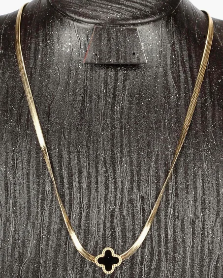 Collier Femme Fleur Noir