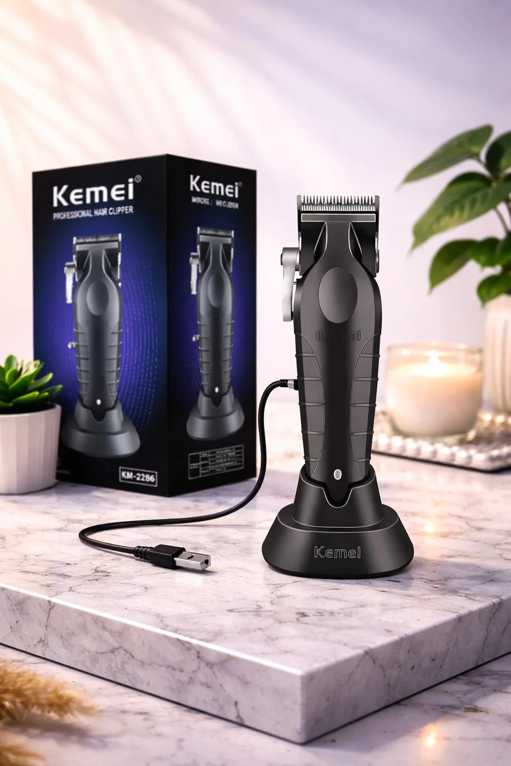 Kemei_2299      تتميز بشفرات حادة وعالية الجودة تمنحك قصًا ناعمًا بدون جروح،