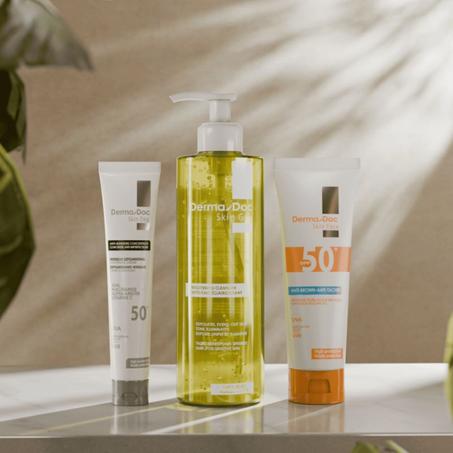 DermaDoc Gel Nettoyant Eclaircissant 200ml DermaDoc Ecran Solaire Invisible Spf50+ 50ml DermaDoc Creme Depigmentante Intensive Spf50+ 40ml