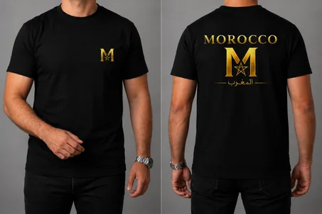 T-Shirt Morocco Premium 220 GSM – Noir & Doré | 100% Coton