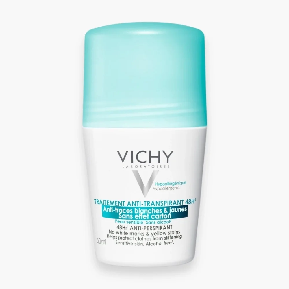 VICHY – Deodorant Roll-On Traitement Anti-Transpirant Anti-Traces Blanches et Jaunes 48h – 50ml