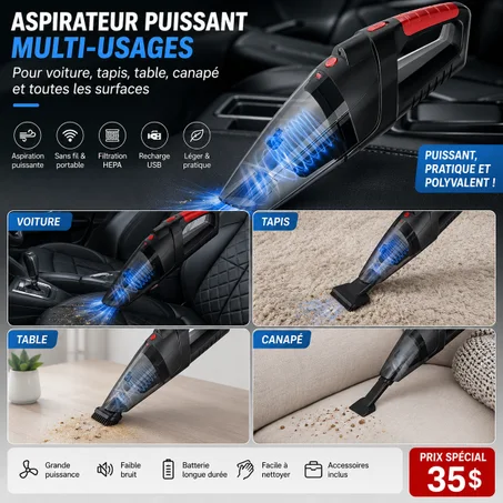 🚗✨ ASPIRATEUR PORTABLE MULTI-USAGES ✨