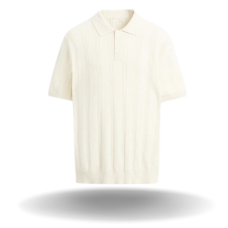 RIBBED KNIT POLO SHIRT 'Crémé'