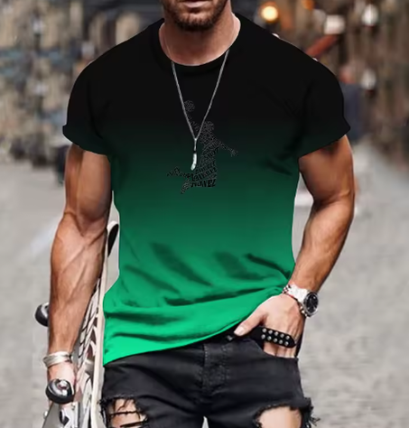 عادية اليومية ثلاثية الأبعاد الرجال التدرج تي شيرت موضة طباعة العصرية Harajuku الشارع الشهير الرجال حجم كبير الجولة الرقبة مريحة