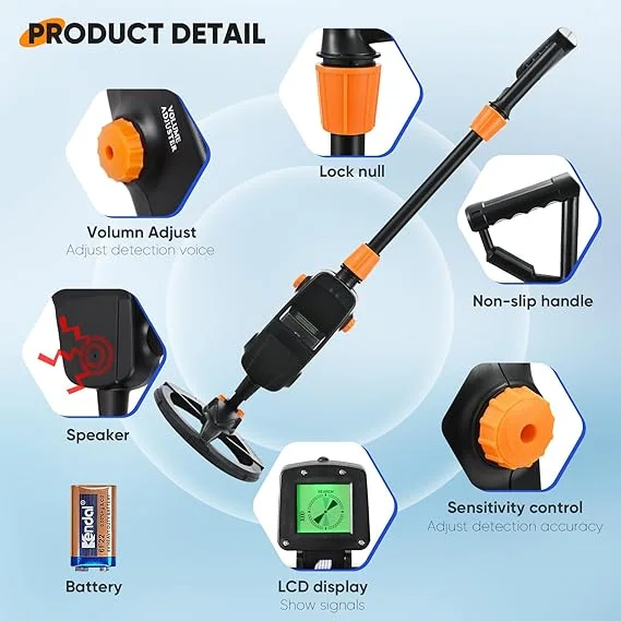 MD1008A Underground Metal Detector - High Accuracy Waterproof Gold Detector with LCD Display, Adjustable Sensitivity & Depth Indication, Lightweight Design for Adults & Kids, Treasure Hunting