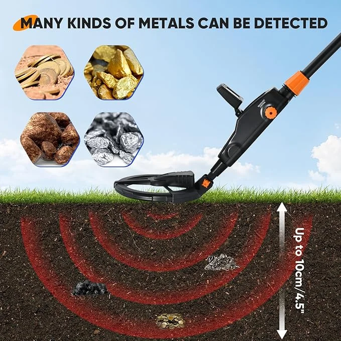 MD1008A Underground Metal Detector - High Accuracy Waterproof Gold Detector with LCD Display, Adjustable Sensitivity & Depth Indication, Lightweight Design for Adults & Kids, Treasure Hunting