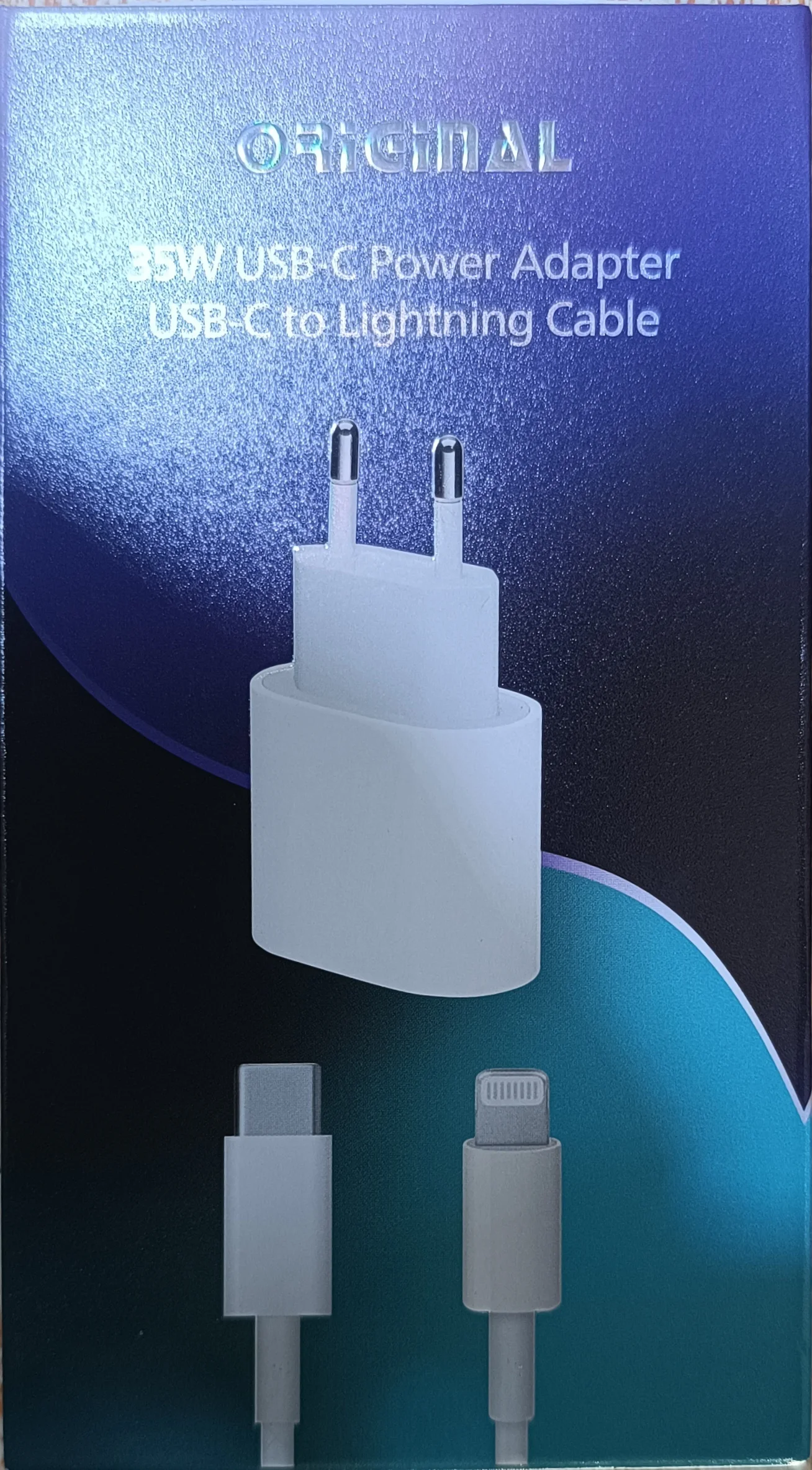 Chargeur ORIGINAL – USB-C 35W + câble Lightning | Charge rapide | Compatible Apple