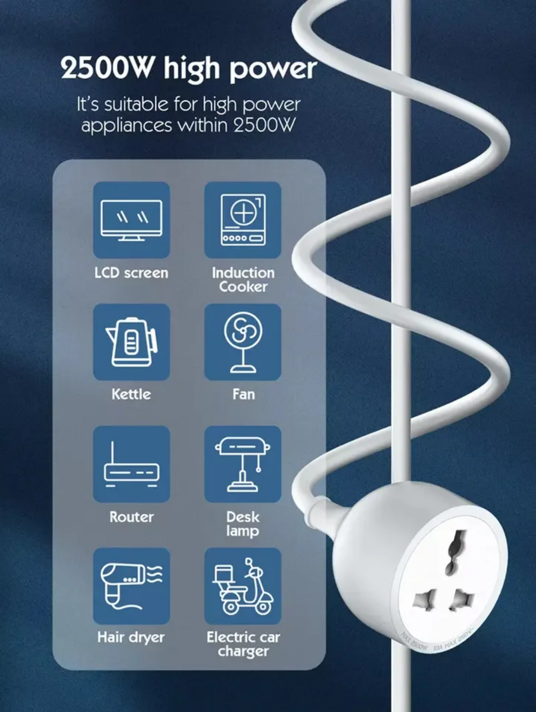 LDNIO Extension Cord – 2500W | 5 mètres | Sécurité enfant | PVC anti-flamme