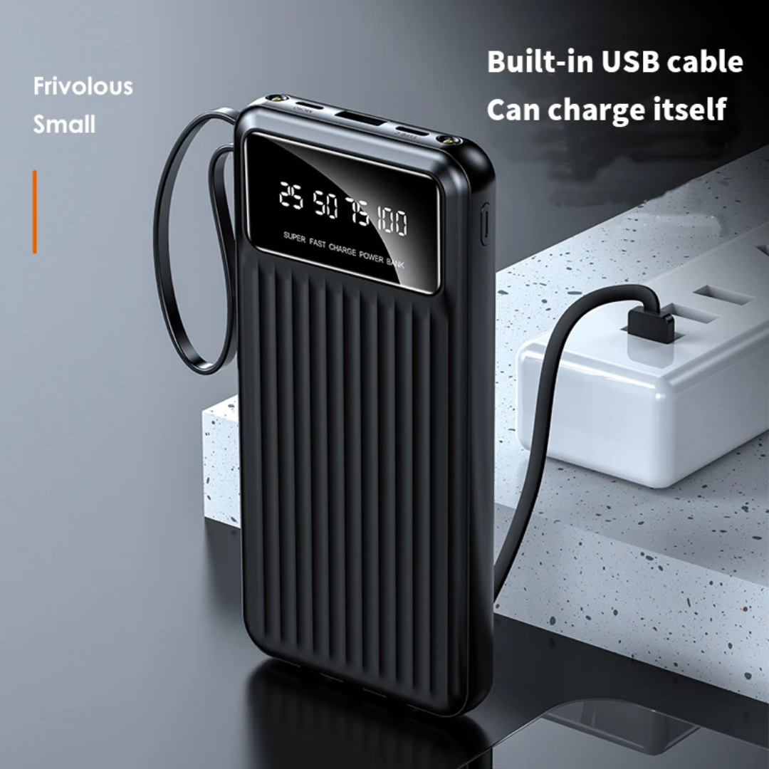 DAKEWEI DKW-P16 – Power Bank 10 000 mAh | Affichage digital | Câbles intégrés | Lampe LED