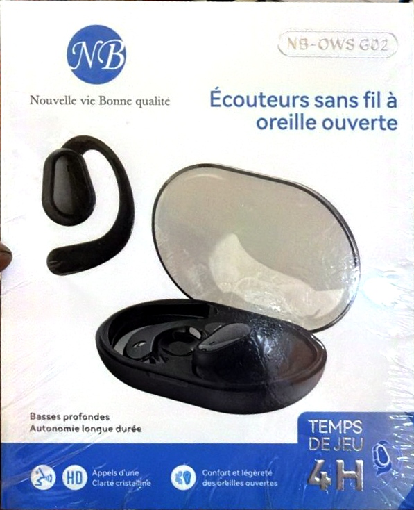 NB-OWS G02 – Écouteurs sans fil à oreille ouverte | HD | 4h autonomie | Confort & sécurité