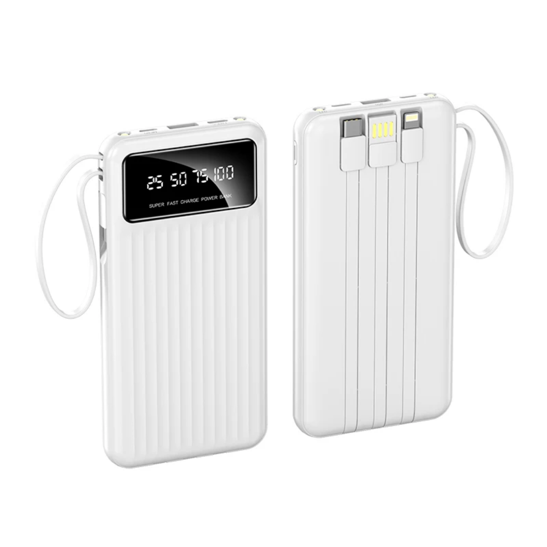 DAKEWEI DKW-P16 – Power Bank 10 000 mAh | Affichage digital | Câbles intégrés | Lampe LED