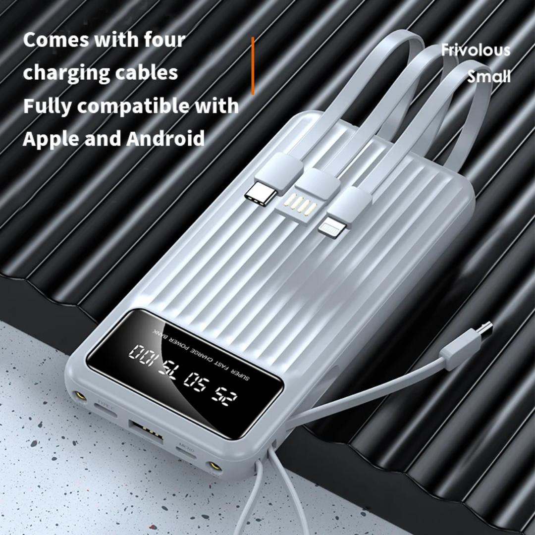 DAKEWEI DKW-P16 – Power Bank 10 000 mAh | Affichage digital | Câbles intégrés | Lampe LED