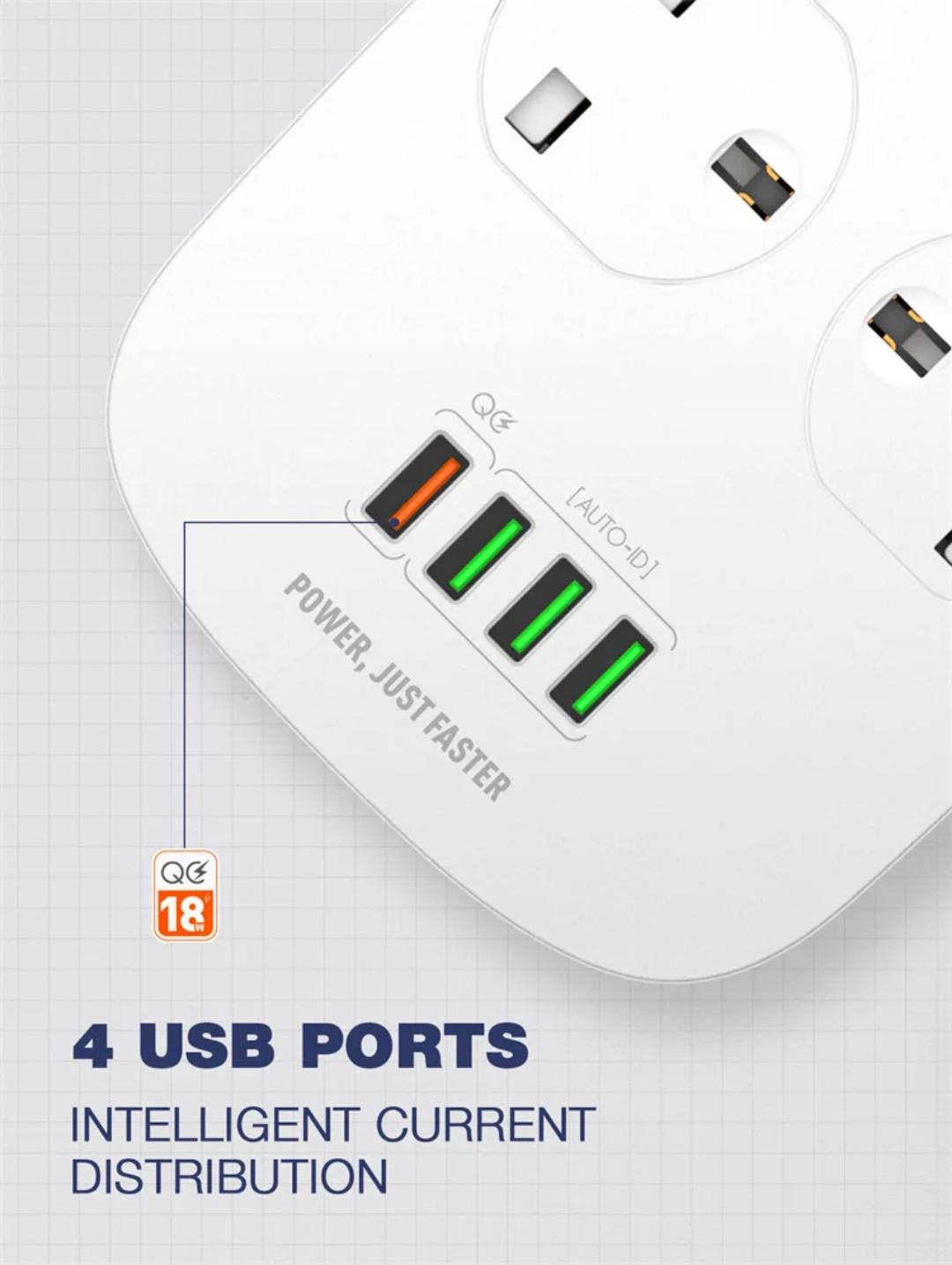 LDNIO SK4463 – Multiprise intelligente 4 prises + 4 USB | 2500W | 2 mètres