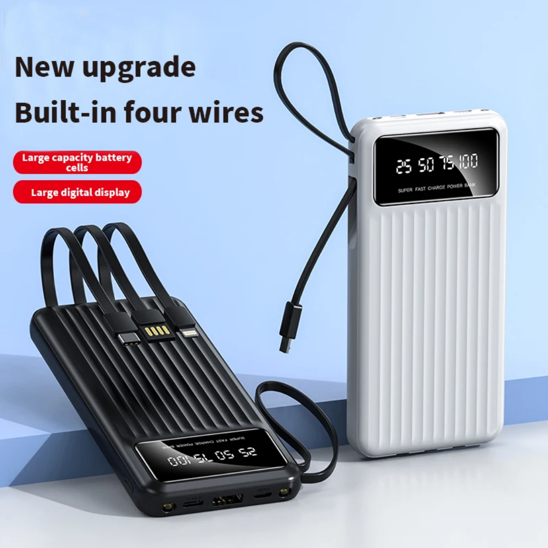 DAKEWEI DKW-P16 – Power Bank 10 000 mAh | Affichage digital | Câbles intégrés | Lampe LED