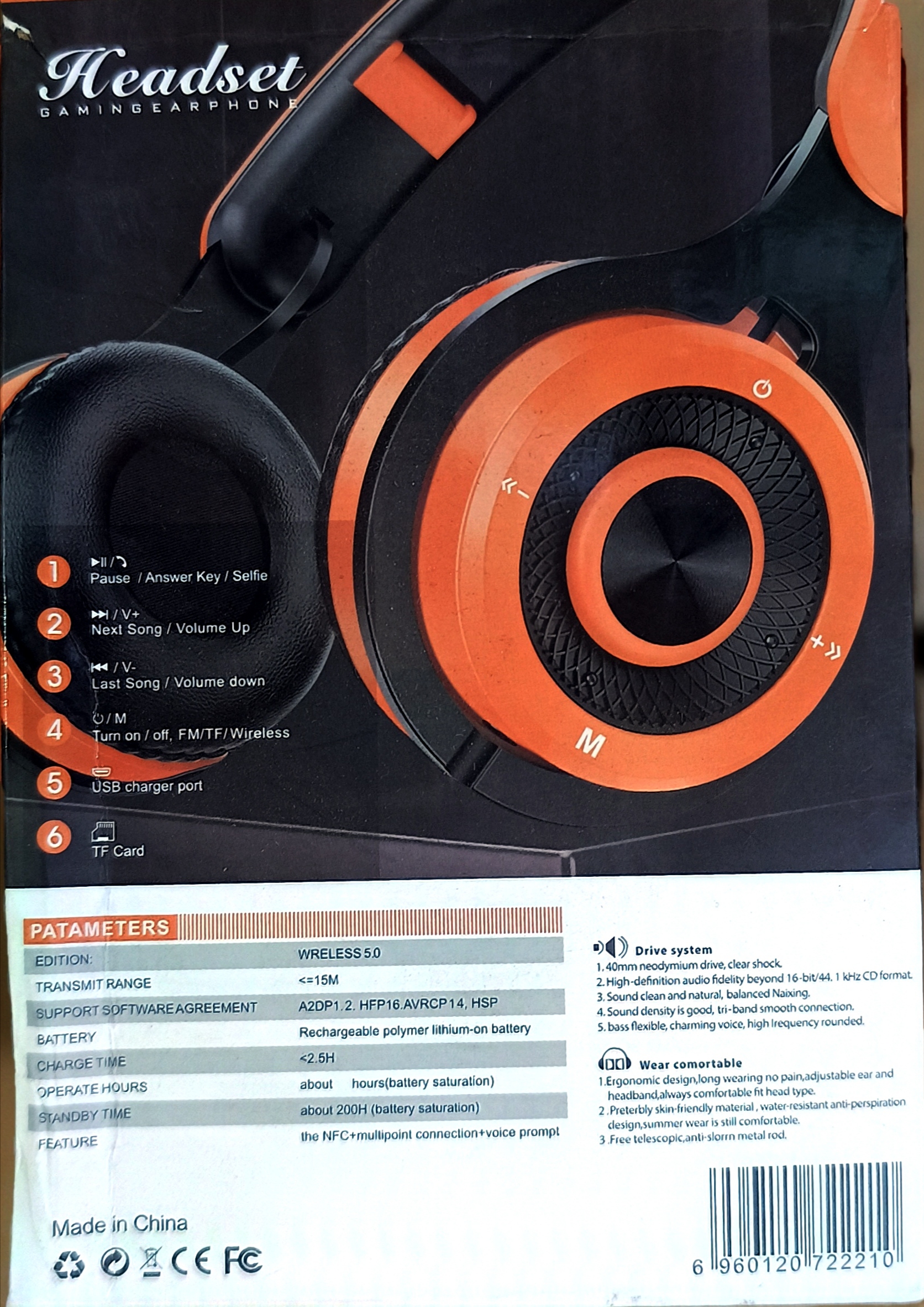 NB GAMING EARPHONE – Casque sans fil Bluetooth 5.0 | FM | TF | NFC | HD Audio