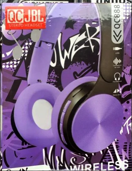 QC JBL QC888 – Casque stéréo sans fil | USB | Pure Sound | Design graffiti