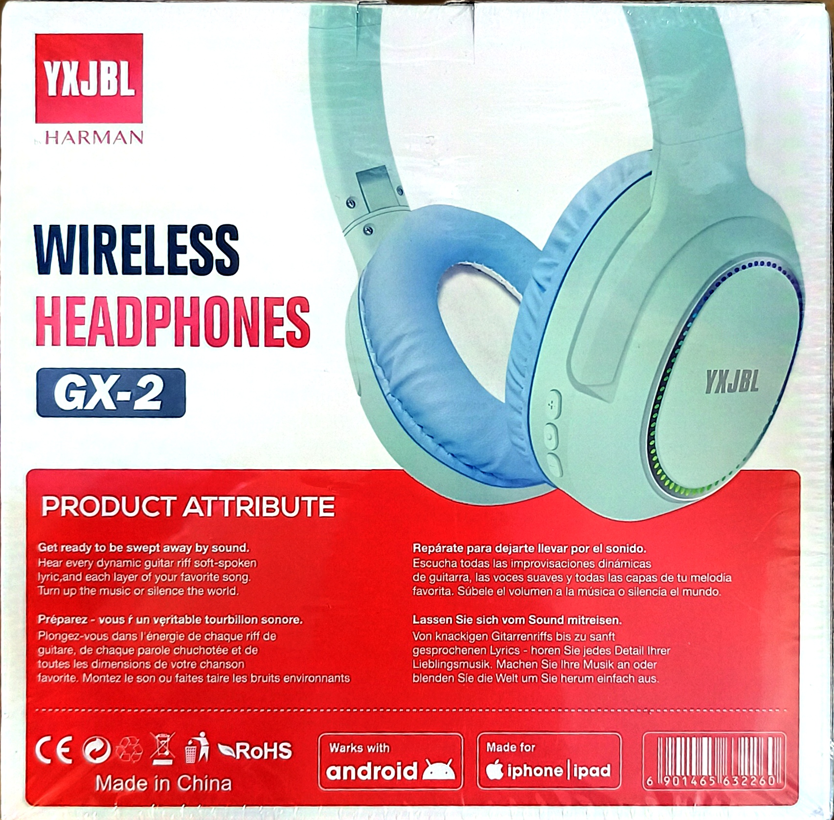 YXJBL GX-2 – Casque sans fil stéréo | HiFi | Android & iOS | Design premium