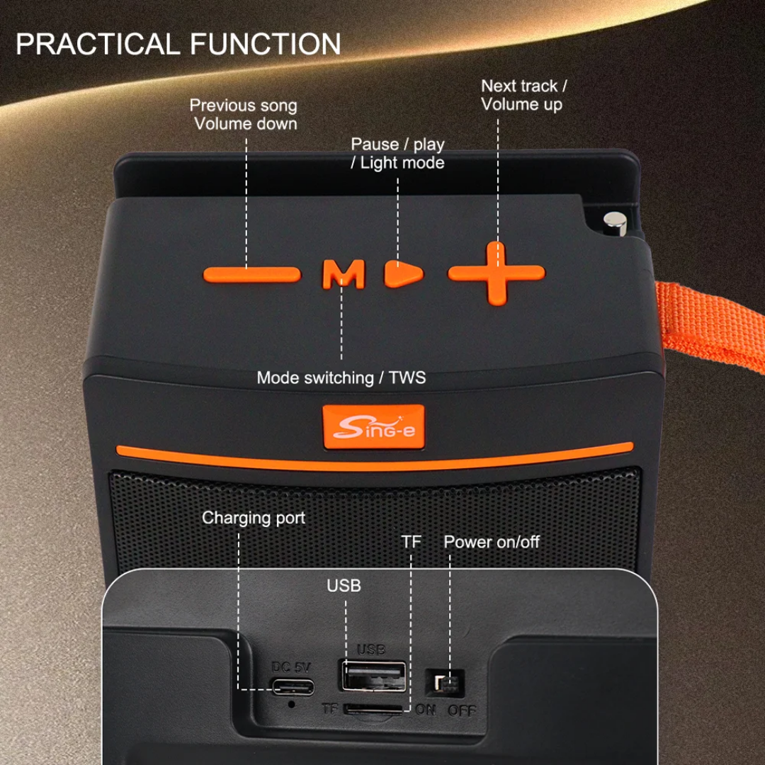 BoomBest® 1036miniSUN – Enceinte Bluetooth portable | USB & TF | Support smartphone